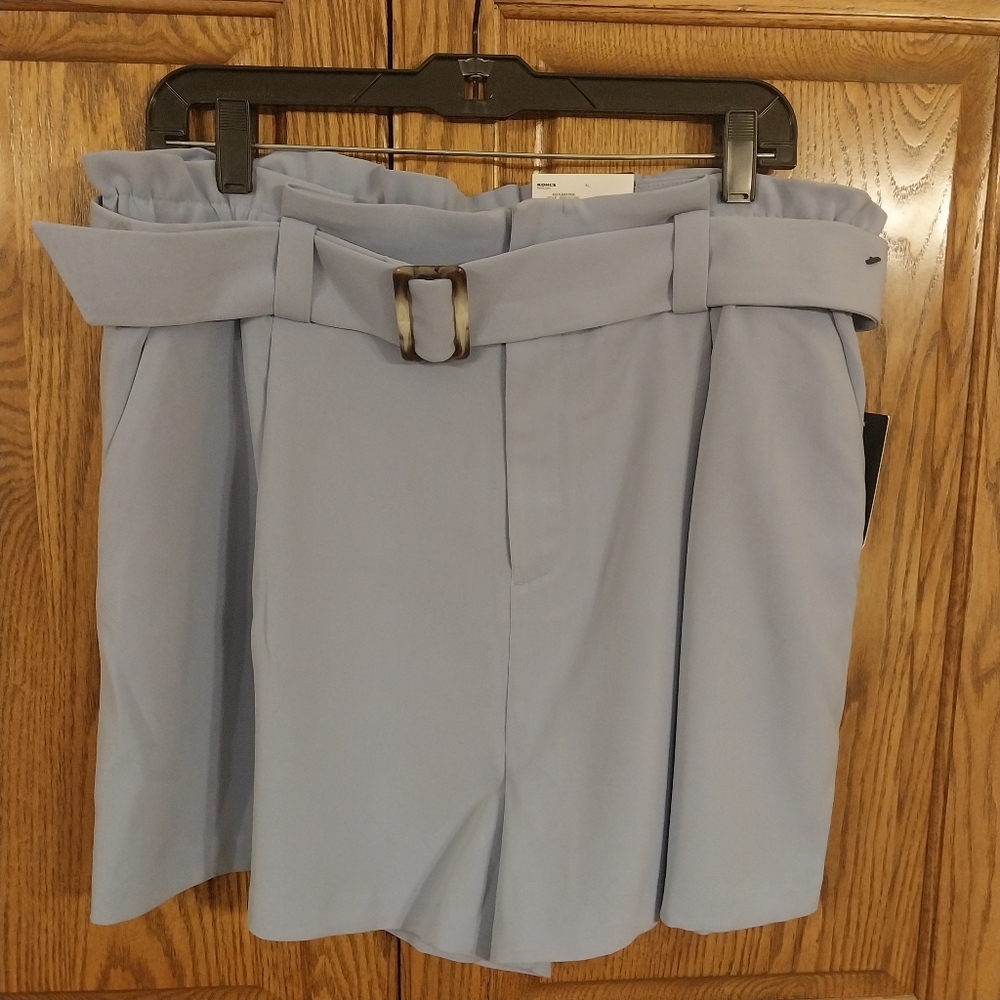 Nine West NWT Women's Belted Paperbag Waist Shorts Size XL Purple Dressy Pleated